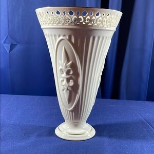 Lenox 10 1/2” Vase with Pierced Top. Gold Trim